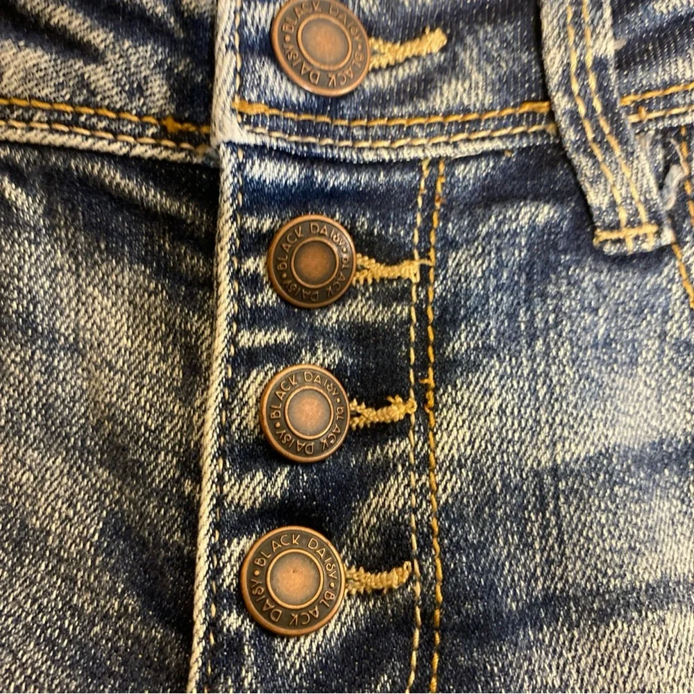 Black Daisy Jamie Relaxed Skinny Junior Jeans‎ Distressed Bedazzled 0/24
